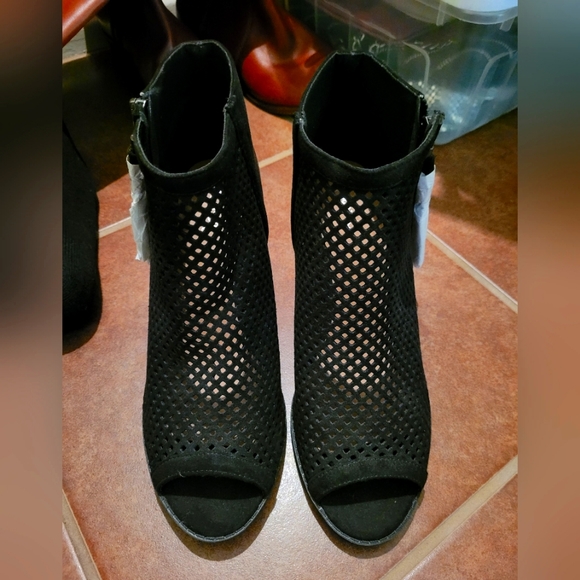 Shoes - Black booties open toe size 9